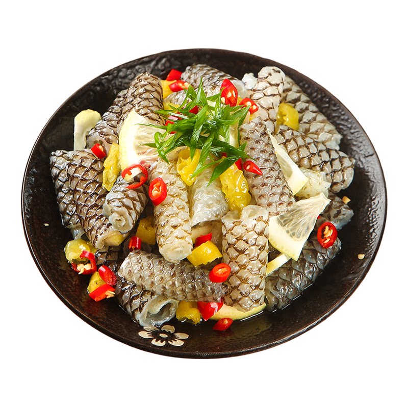 泡椒鱼皮开袋即食2斤装酒店商用鱼皮凉拌下酒菜凉菜小吃整箱批发