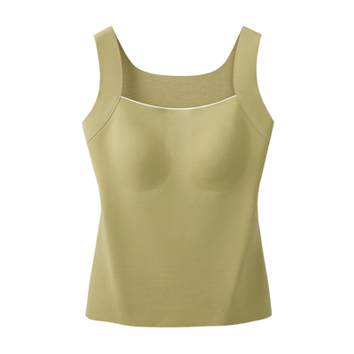 带胸垫大胸显小胖MM保暖背心上衣