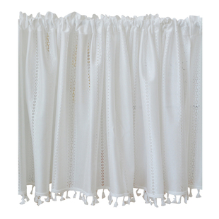 厨房蕾丝窗帘短帘法式纱帘短款韩式免打孔飘窗遮挡半帘透光不透人