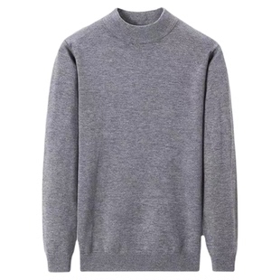 恒源祥秋冬加厚羊毛衫男款中年爸爸装半高领纯色打底保暖羊绒毛衣