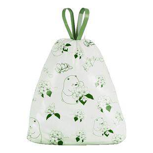 山茶花印花垃圾袋加厚免撕家用抽绳手提式厨房大号特厚宿舍卫生间