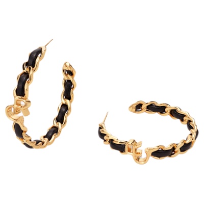 【女神礼物】RC Retro Chic意大利复古时尚首饰 RC字母皮革耳圈