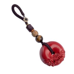 正品朱砂貔貅钥匙扣平安扣汽车钥匙挂绳挂件男士高级钥匙链本命年