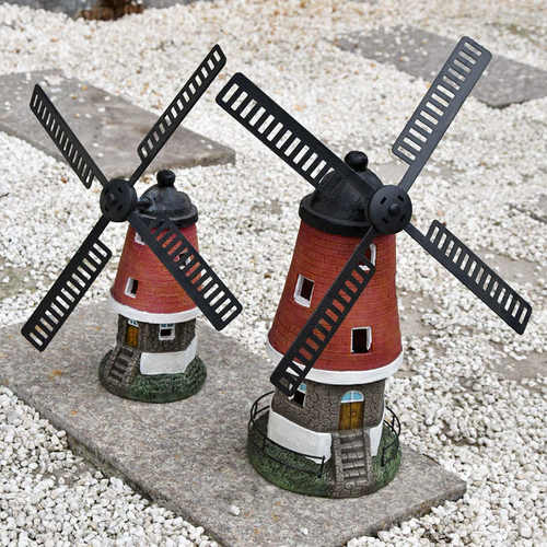 欧式复古太阳能创意风车摆件酒吧电视柜咖啡馆装饰品模型工艺道具