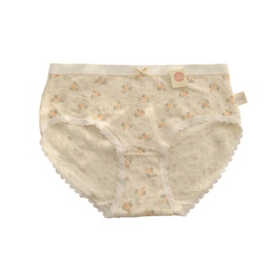 5A抗菌婴儿棉4条乳黄碎花甜美纯欲内裤女纯棉少女中腰学生三角裤