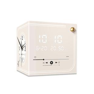 奶油风客厅转角时钟数显电子钟表万年历2026新款免打孔双面挂钟