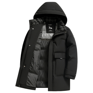 老人头羽绒服男款爸爸中长款中老年人新款大码加厚超保暖冬装外套