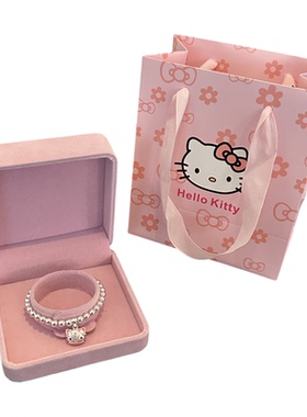 生日礼物999足银圆珠手链女俏皮可爱Kitty猫吊坠纯银手串儿童大人