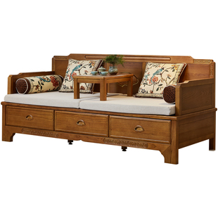 一林半舍新中式实木罗汉床仿古罗汉榻客厅实木沙发床简约榆木家具