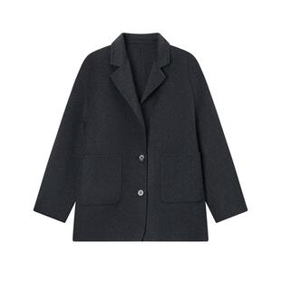 森马外套女深秋衣服通勤加厚毛呢西装百搭宽松大衣2024冬新款夹克