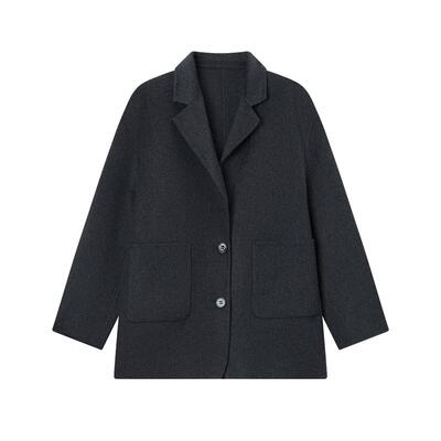 森马含羊毛双面呢西装领外套女