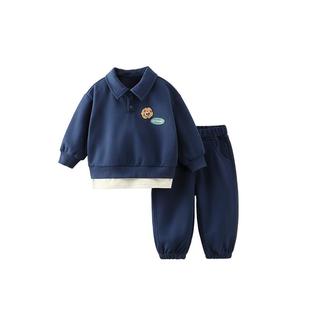 齐齐熊男童春装卫衣套装儿童学院风假两件男宝宝春秋外套休闲童装