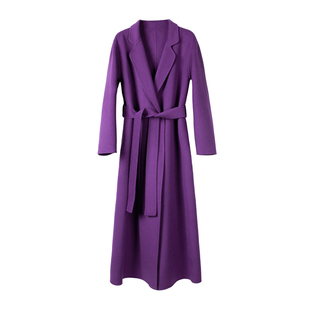 赫本风双面羊绒红色呢大衣女结婚高个子长款手工羊毛呢子外套2025