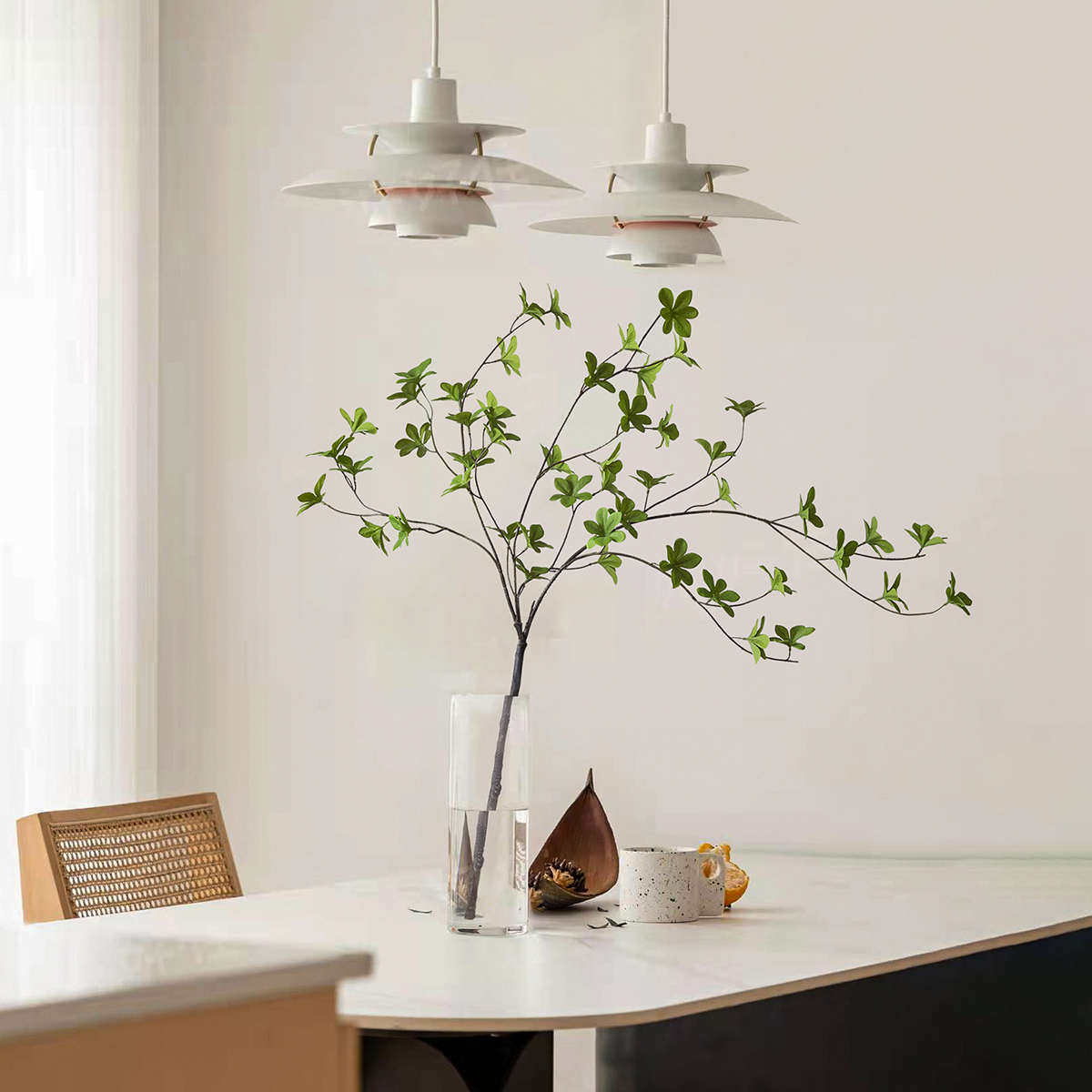 森空间仿真绿植室内客厅桌面装饰树枝假花餐桌软装摆件鸡爪槭花艺