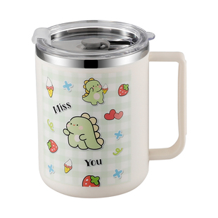 304不锈钢水杯家用马克杯防摔儿童牛奶杯子带盖办公室专用咖啡杯