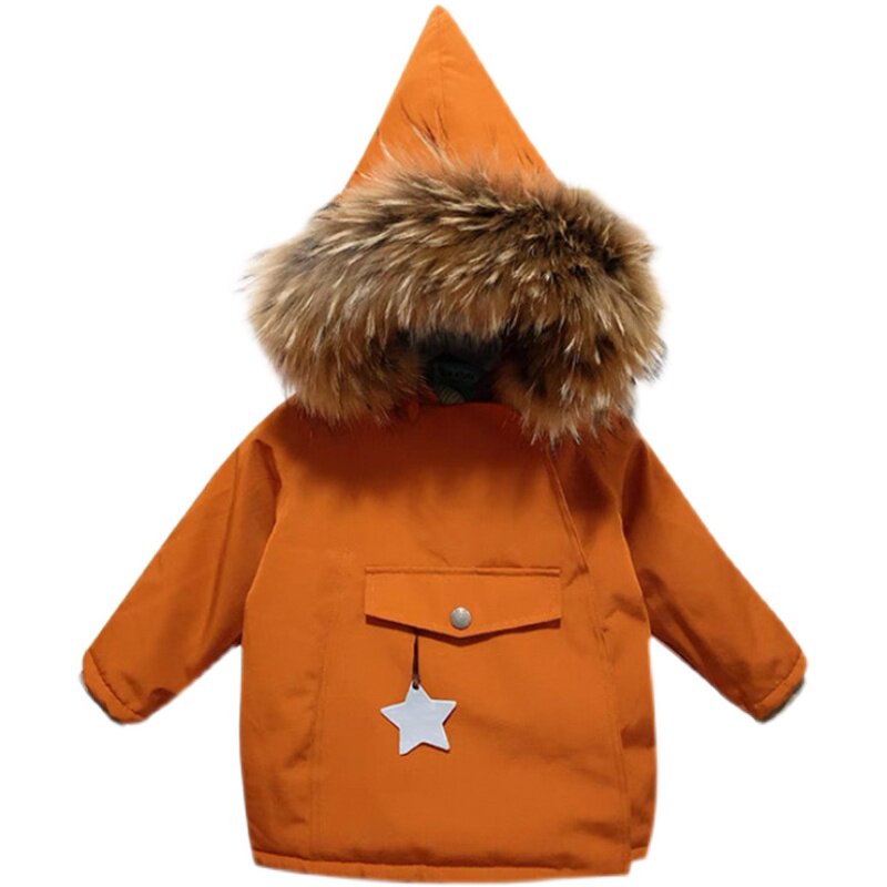 冬季纯色加绒宝宝保暖精灵帽棉服