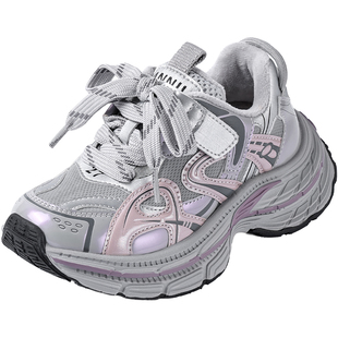 安奈儿女童鞋子老爹鞋2026新款冬季女孩加绒鞋大童儿童二棉运动鞋