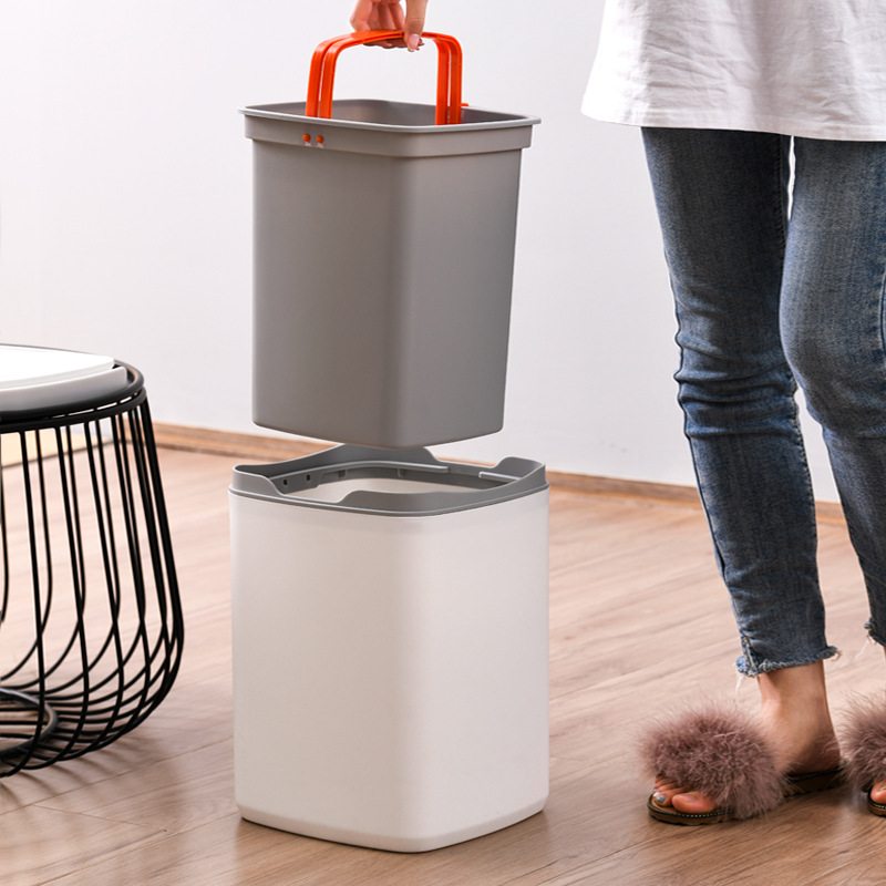 垃圾桶家用客厅收纳桶按压式卫生桶弹盖密封手提封口厨余桶免打孔