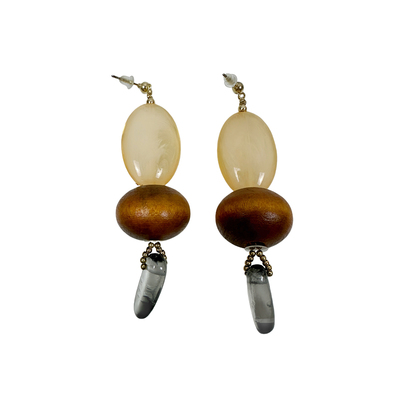 atmshop罗马假日复古新中式棕色珠串耳环长款夸张民族风度假耳饰