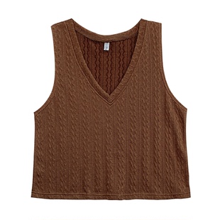 大码女装麻花针织背心马甲200斤胖mm减龄宽松无袖马夹上衣女32161