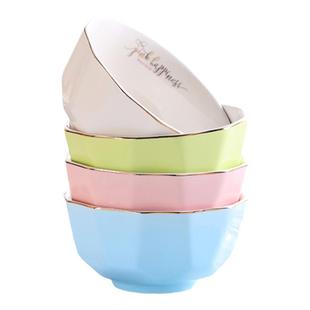 高颜值专用一家人米饭碗饭碗家用陶瓷碗套装5英寸碗吃饭餐具简约