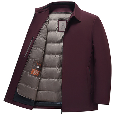 皮尔卡丹商务白鸭绒羽绒服外套