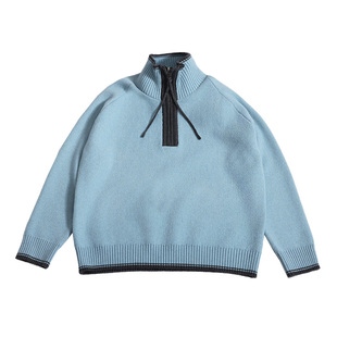 胖女童毛衣秋冬装加肥加大码宽松针织打底衫套头半拉链中大童上衣