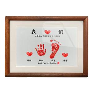 全家福一家四口周岁手足印相框满月百天纪念弟妹哥妹留念手足情深