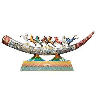 八骏铜象牙摆件高档办公室玄关装饰工厂公司开业贺礼搬迁乔迁礼物