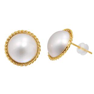 海蒂珠宝 澜语 大颗粒海水马贝珍珠耳钉女18k金耳环耳饰正品