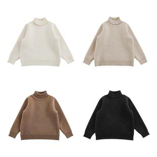 幼悠男童2025新款长袖高领纯色毛衣秋冬款加绒保暖儿童休闲打底衫