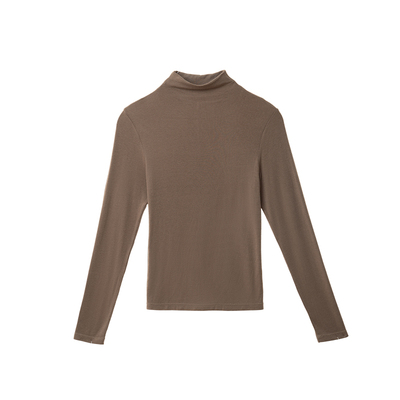 靴下物新款美利奴圆领套头羊毛长袖打底衫女薄款修身百搭纯色上衣