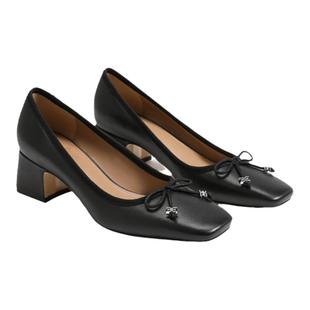 SAM EDELMAN山姆爱德曼春通勤黑复古方头粗跟高跟鞋单鞋女鞋TRU