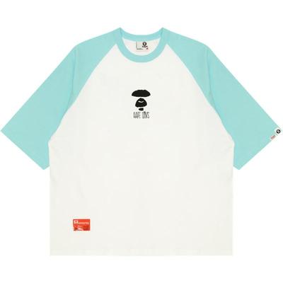 Aape印花插肩撞色宽松七分袖T恤