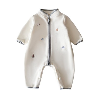 男宝宝连体衣冬季婴儿衣服加厚保暖小月龄外出抱抱服冬装爬服外套