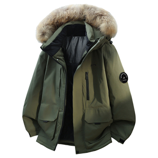 贵人鸟派克羽绒服男款冬季2025年新款大码棉服外套女士大毛领棉衣