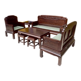 红木实木客厅沙发进口菠萝格木123位酸枝色新中式全实木原木沙发