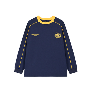 美式复古重磅刺绣宽松撞色运动球衣潮流街舞hiphop长袖chic上衣男