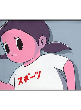 韩国艺术家 Ryo奔跑女孩版画卡通少女潮流工作室装饰画潮牌店挂画