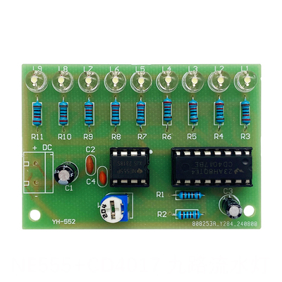 九路流水灯套件 NE555+CD4017彩灯控制DIY电子实验电路板YH-552