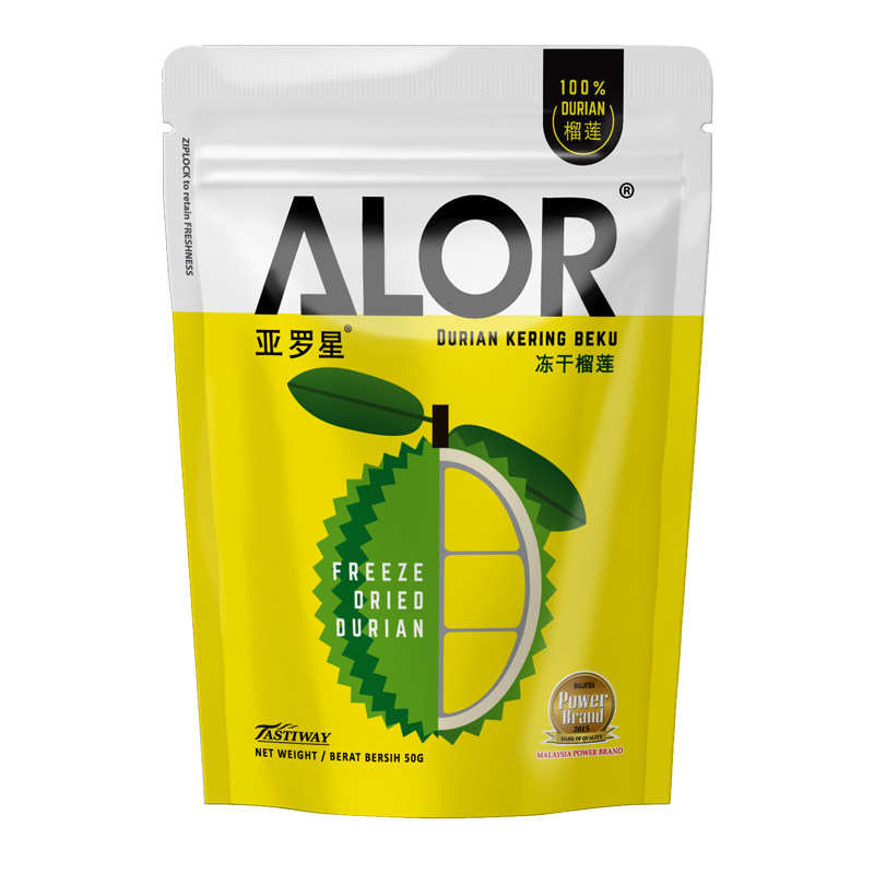 亚罗星ALOR马来西亚榴莲干进口特产网红零食冻干榴莲干50g/袋