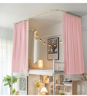 直供大学生宿舍天花板到顶滑轨床帘强遮光寝室上铺粘贴型双轨道u.