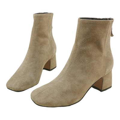 时尚简约真皮单鞋短靴女春秋新款