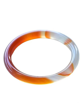 天然玛瑙手镯经典圆条橘红色饰品