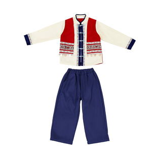 男女童少数民族加绒套装儿童白族布依族秋冬服装民族风元旦演出服