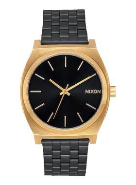 Nixon黑金方形男女钢带石英表