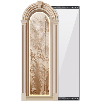 玄关镜子画法式奶油风隐形穿衣镜