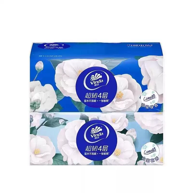 维达超韧山茶花香方巾4层20抽抽纸