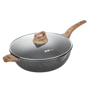 英国明爵不粘锅炒锅家用麦饭石炒菜锅平底锅不沾锅电磁炉燃气专用