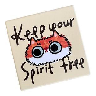 野蛮集原创可爱猫咪花砖简约陶瓷隔热吸水杯垫